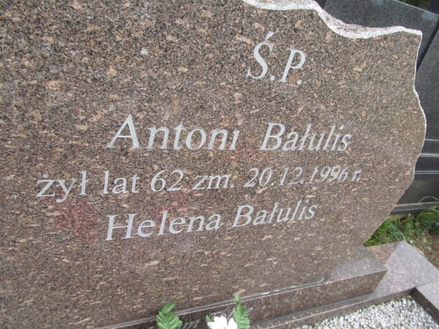 Antoni Bałulis 1934 Suwałki - Grobonet - Wyszukiwarka osób pochowanych